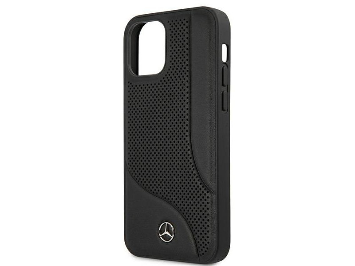 Mercedes Leather Perforated Area Case for iPhone 12 mini - Black