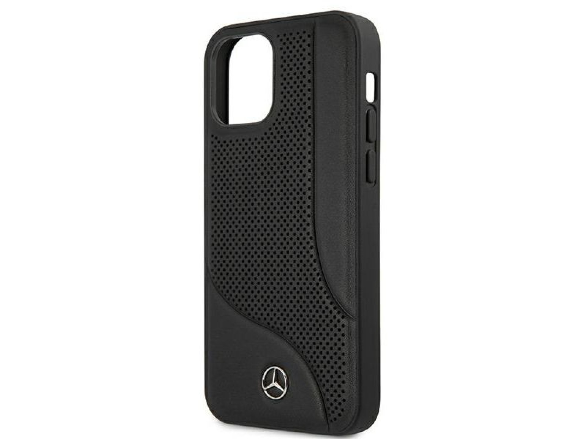 Capa Mercedes em couro perfurado para iPhone 12 mini - Preta