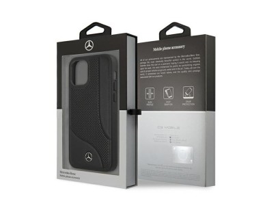 Funda de piel perforada Mercedes para iPhone 12 mini - Negra Funda de piel perforada Mercedes para iPhone 12 mini - Negra