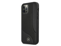 Capa Mercedes em couro perfurado para iPhone 12 Pro Max - Preta Capa Mercedes em couro perfurado para iPhone 12 Pro Max - Preta