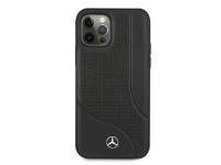 Capa Mercedes em couro perfurado para iPhone 12 Pro Max - Preta Capa Mercedes em couro perfurado para iPhone 12 Pro Max - Preta