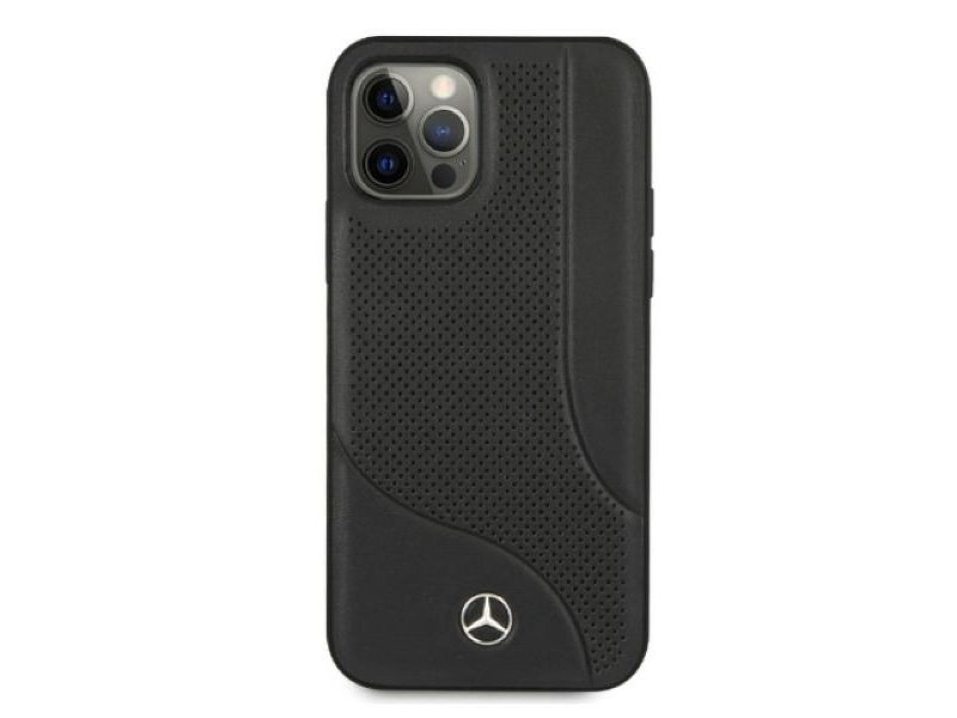 Mercedes Leather Perforated Area Case for iPhone 12 Pro Max - Black