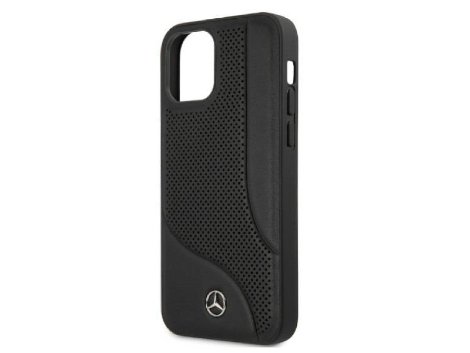 Mercedes Leather Perforated Area Case for iPhone 12 Pro Max - Black
