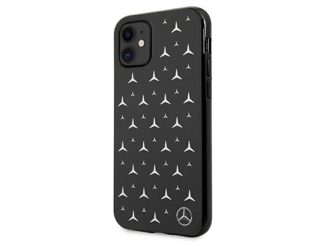 Mercedes Silver Stars Pattern Case for iPhone 11 / Xr - Black