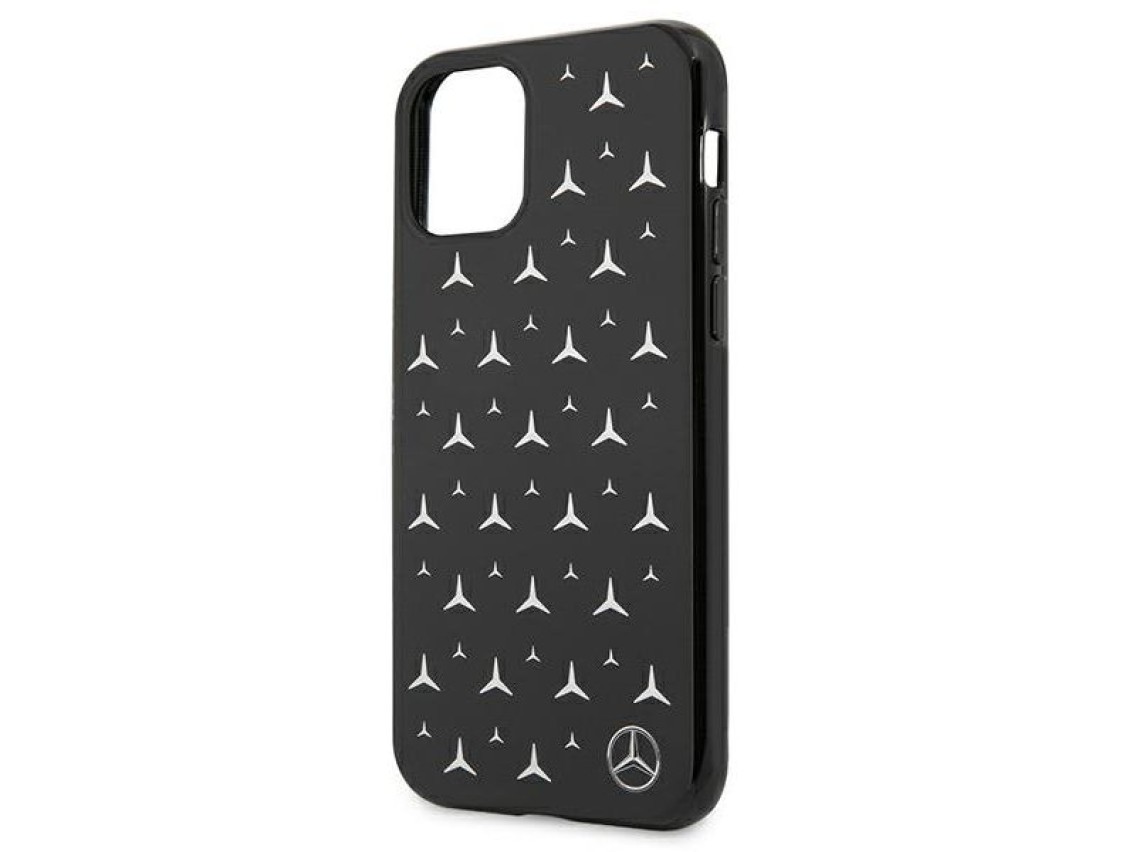 Mercedes Silver Stars Pattern Case for iPhone 11 / Xr - Black