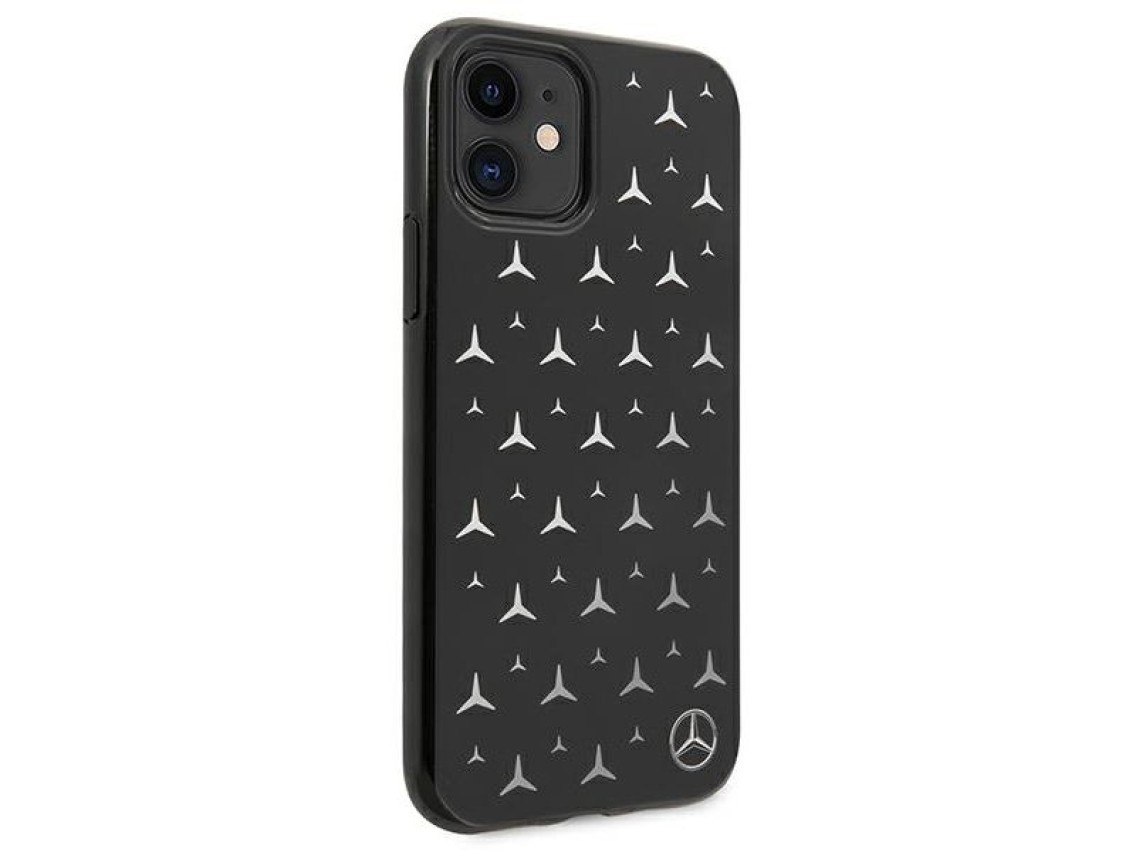 Mercedes Silver Stars Pattern Case for iPhone 11 / Xr - Black