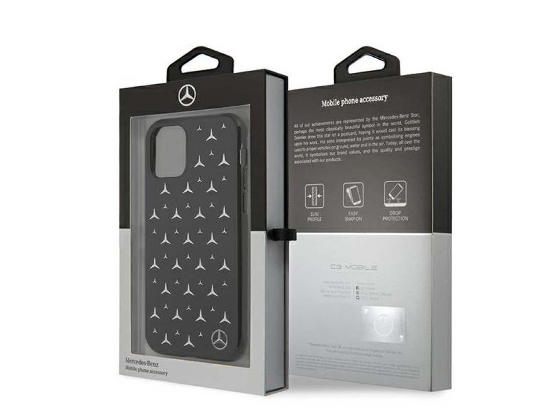 Mercedes Silver Stars Pattern Case for iPhone 11 / Xr - Black