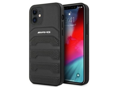 AMG Leather Debossed Lines case for iPhone 12 mini - black