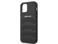 Capa AMG em couro com linhas em relevo para iPhone 12 mini - preta