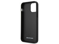 Capa AMG em couro com linhas em relevo para iPhone 12 mini - preta
