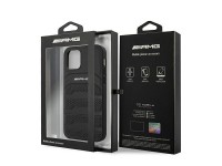 Capa AMG em couro com linhas em relevo para iPhone 12 mini - preta