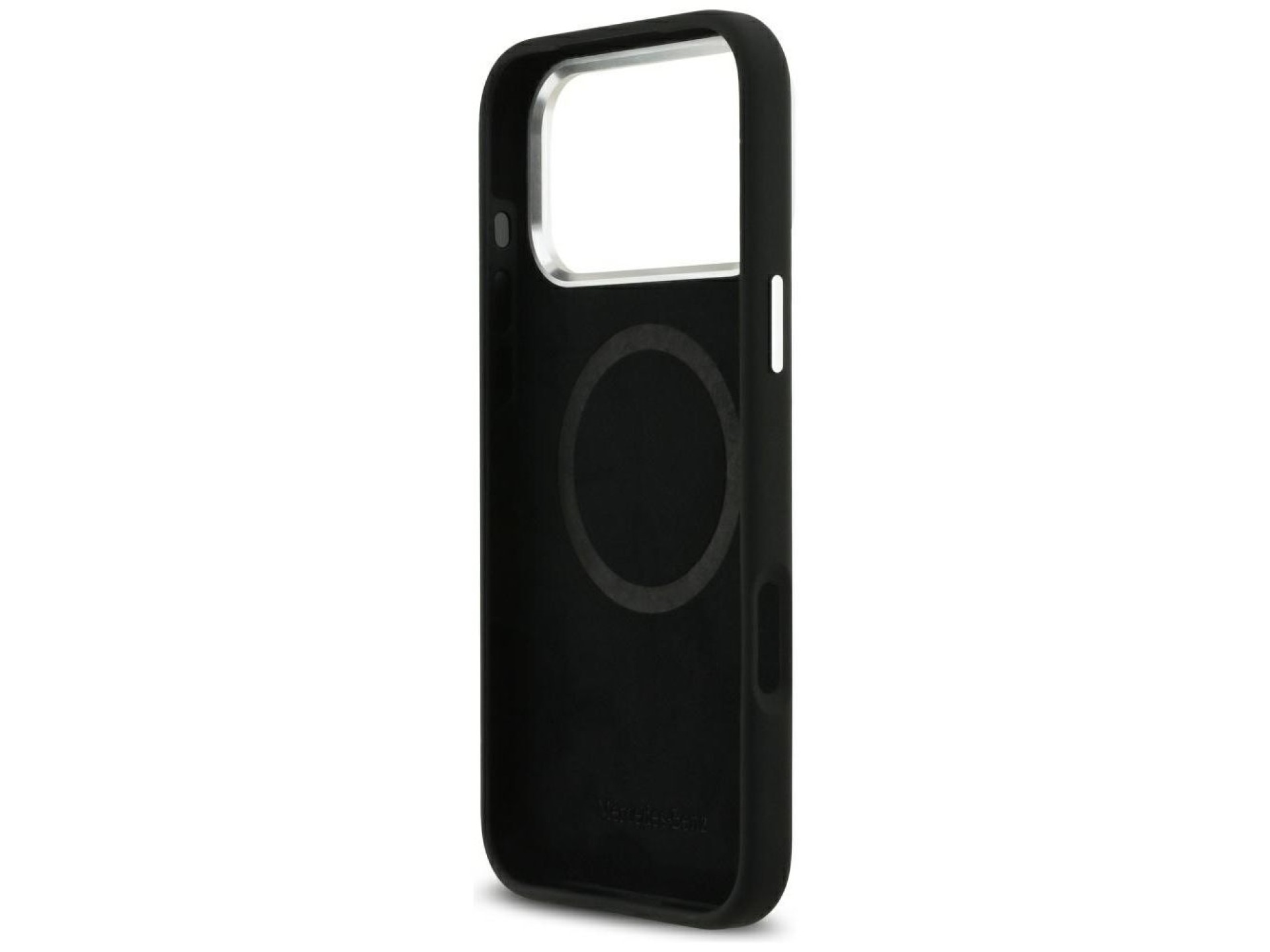 Funda MagSafe de silicona con logo vintage de Mercedes para iPhone 17 Pro Max - Negra