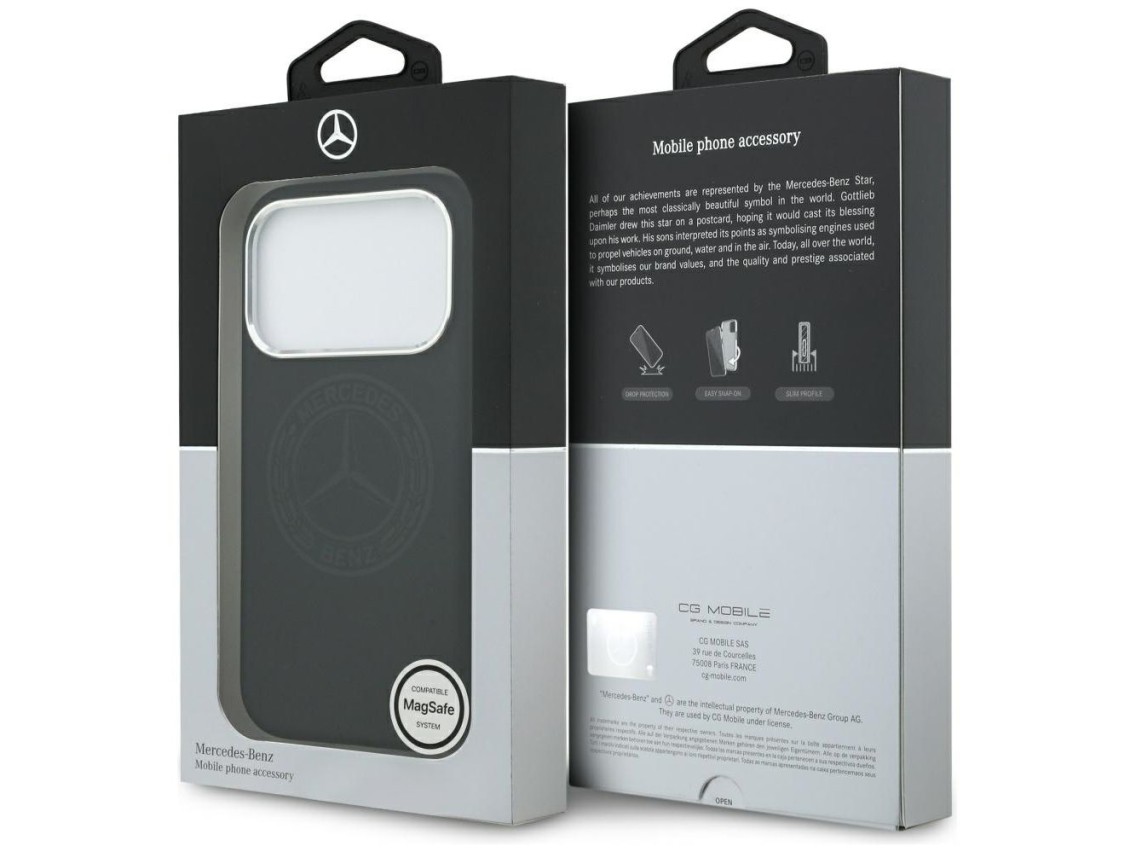 Mercedes Silicone Vintage Logo MagSafe Case for iPhone 17 Pro - Black