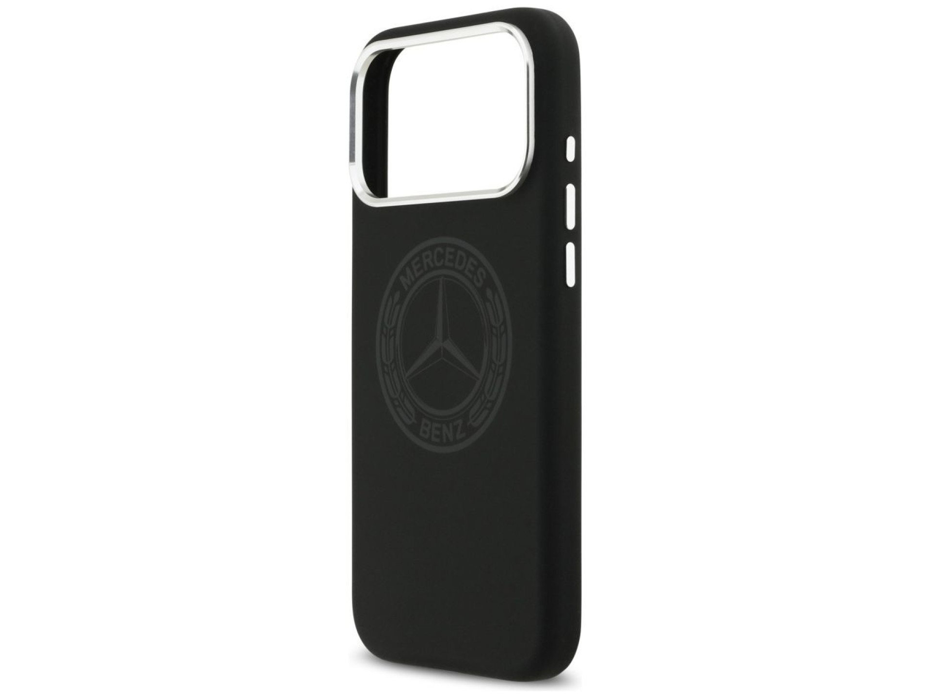 Funda MagSafe de silicona con logo vintage de Mercedes para iPhone 17 Pro Max - Negra