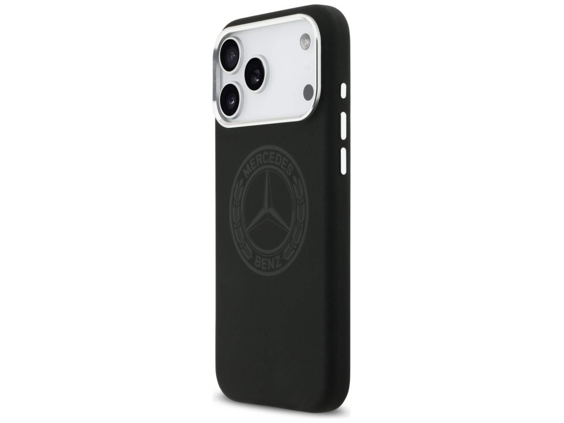 Funda MagSafe de silicona con logo vintage de Mercedes para iPhone 17 Pro Max - Negra