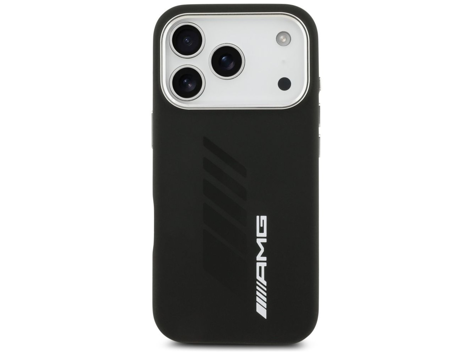 Funda AMG de silicona extragrande con diseño de rombos y MagSafe para iPhone 17 Pro - Negra