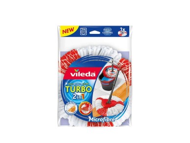 Vileda Turbo 2 em 1 Recarga para Esfregona Rotativa em Microfibra, Branco e Vermelho Vileda Turbo 2 em 1 Recarga para Esfregona Rotativa em Microfibra, Branco e Vermelho