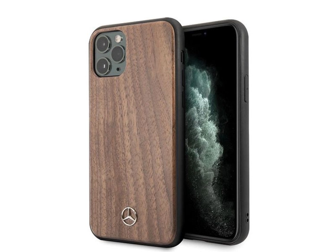 Capa Mercedes Wood Line Walnut para iPhone 11 Pro Max - Marrom