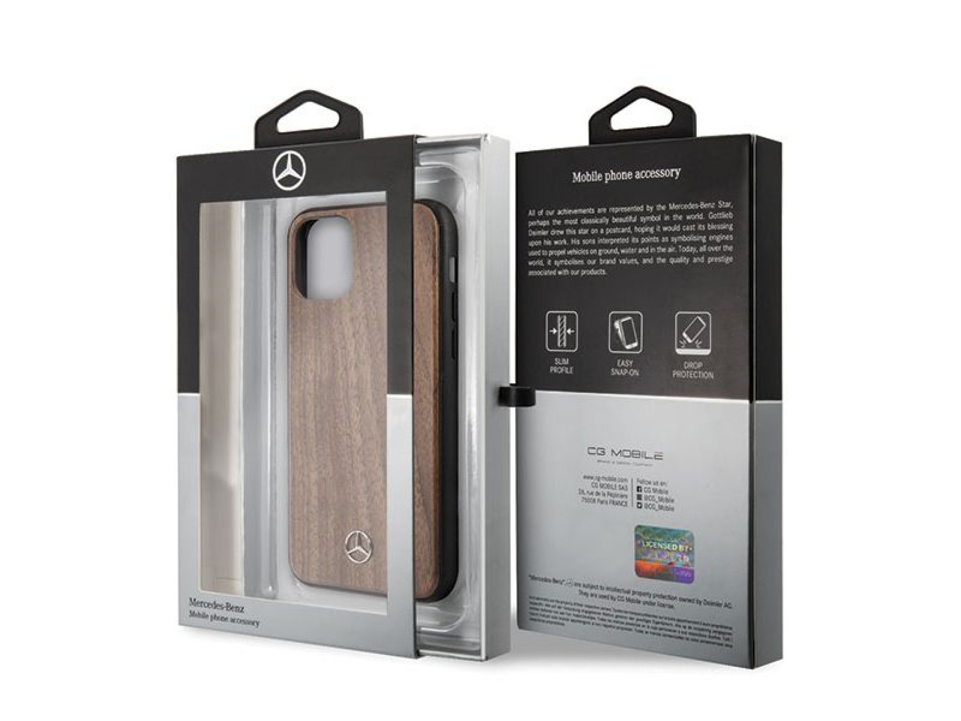 Capa Mercedes Wood Line Walnut para iPhone 11 Pro Max - Marrom