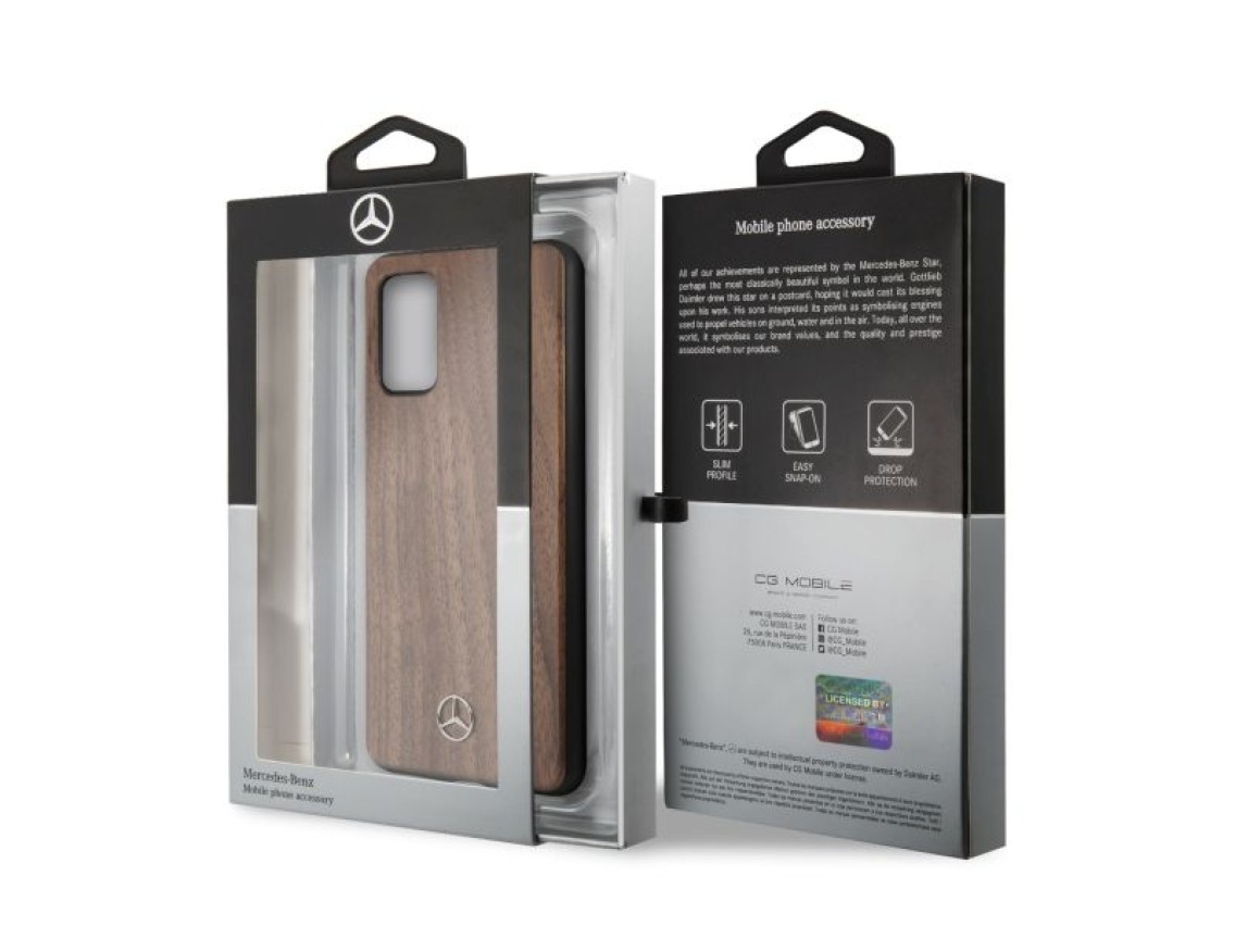 Capa Mercedes Wood Line Walnut para Samsung Galaxy S20+ - Marrom