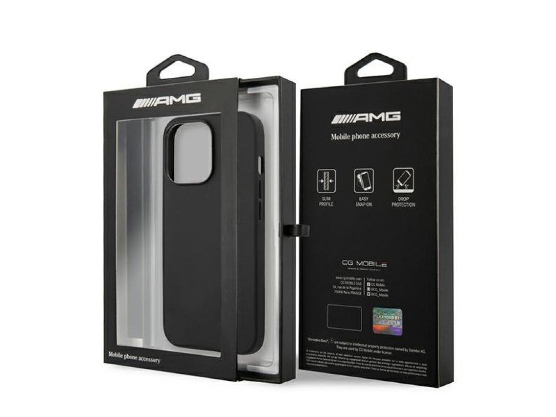 Funda de cuero AMG con estampado en caliente para iPhone 13 Pro / 13 de 6,1" - Negra