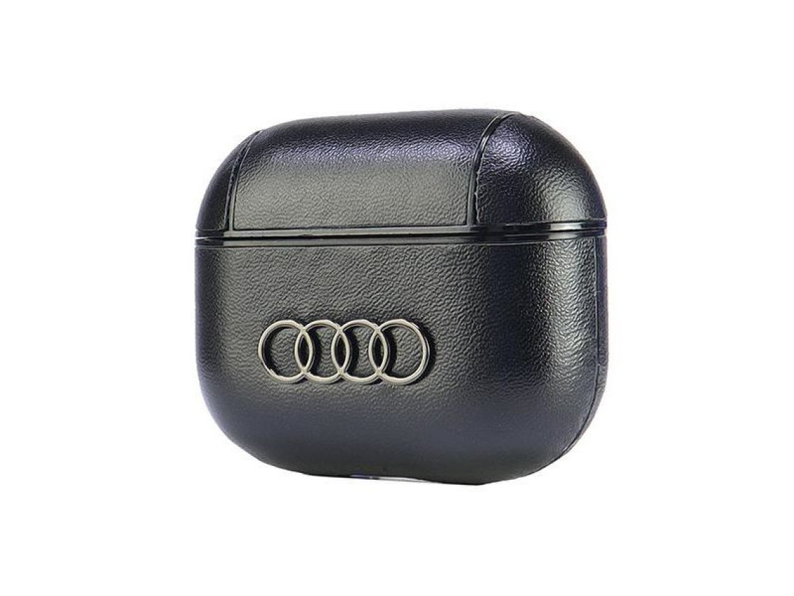 Funda de piel Audi con logo grande para AirPods 3 - Negra