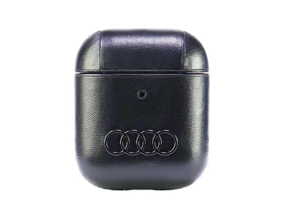 Funda de piel Audi con logo grande para AirPods 1/2 - Negra