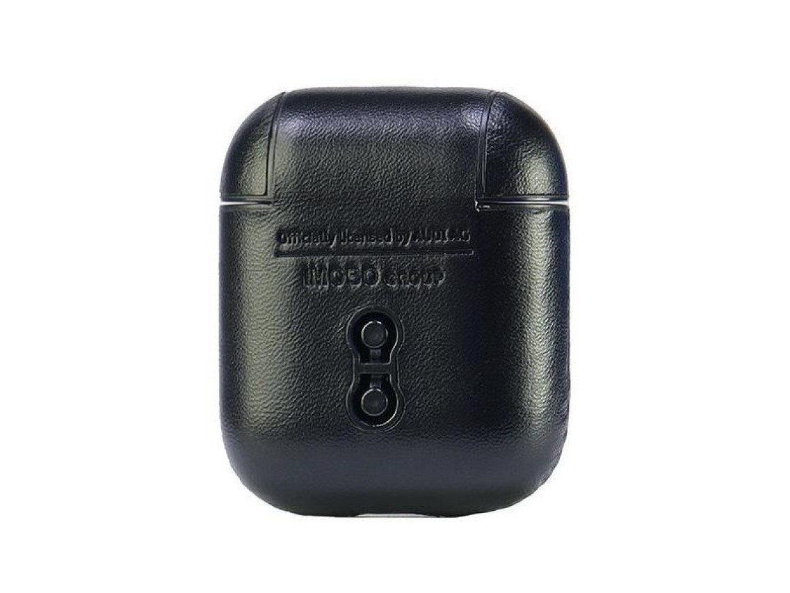 Funda de piel Audi con logo grande para AirPods 1/2 - Negra