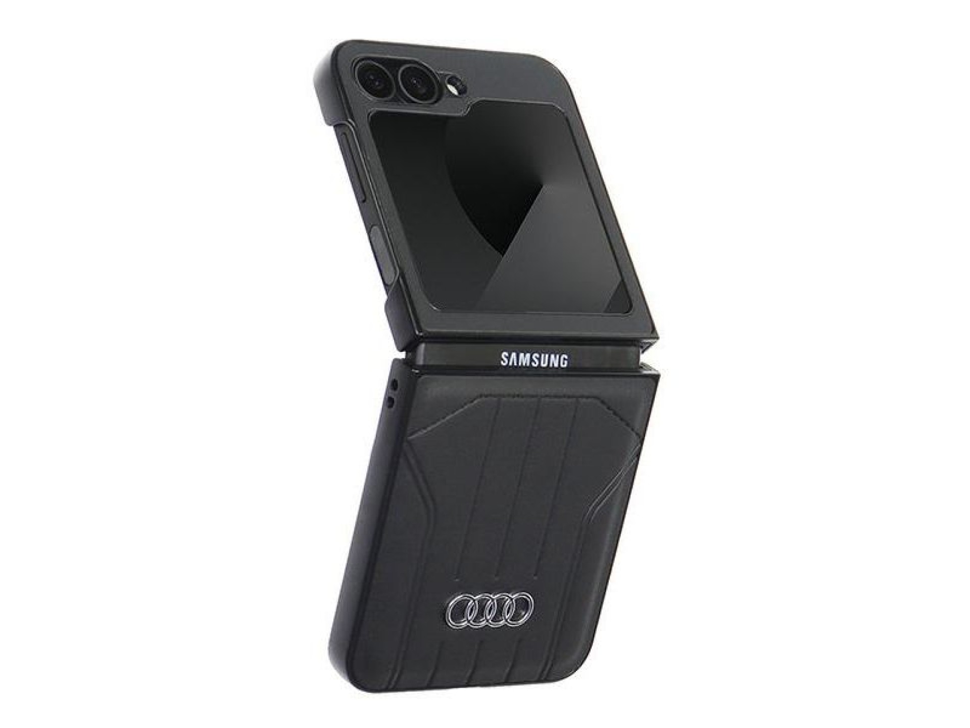 Capa MagSafe em couro sintético da Audi para Samsung Galaxy Z Flip 6 - Preta