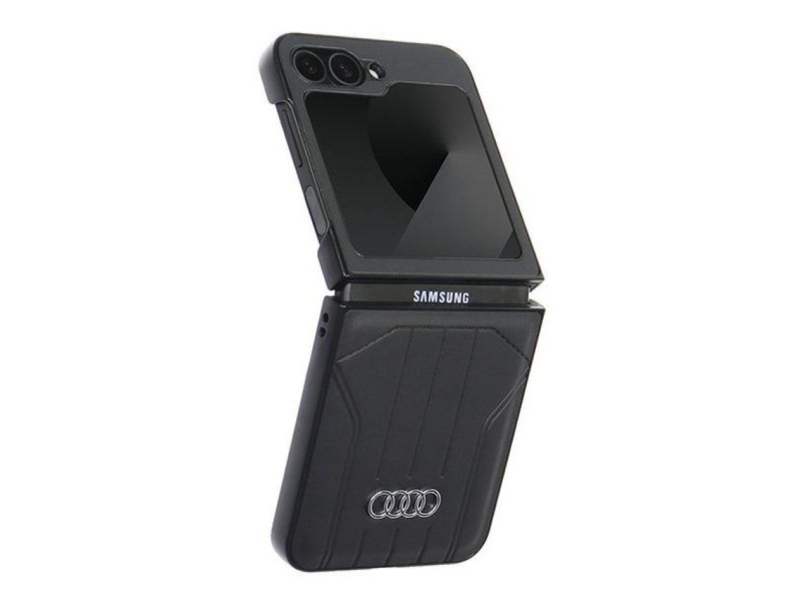 Capa MagSafe em couro sintético da Audi para Samsung Galaxy Z Flip 6 - Preta