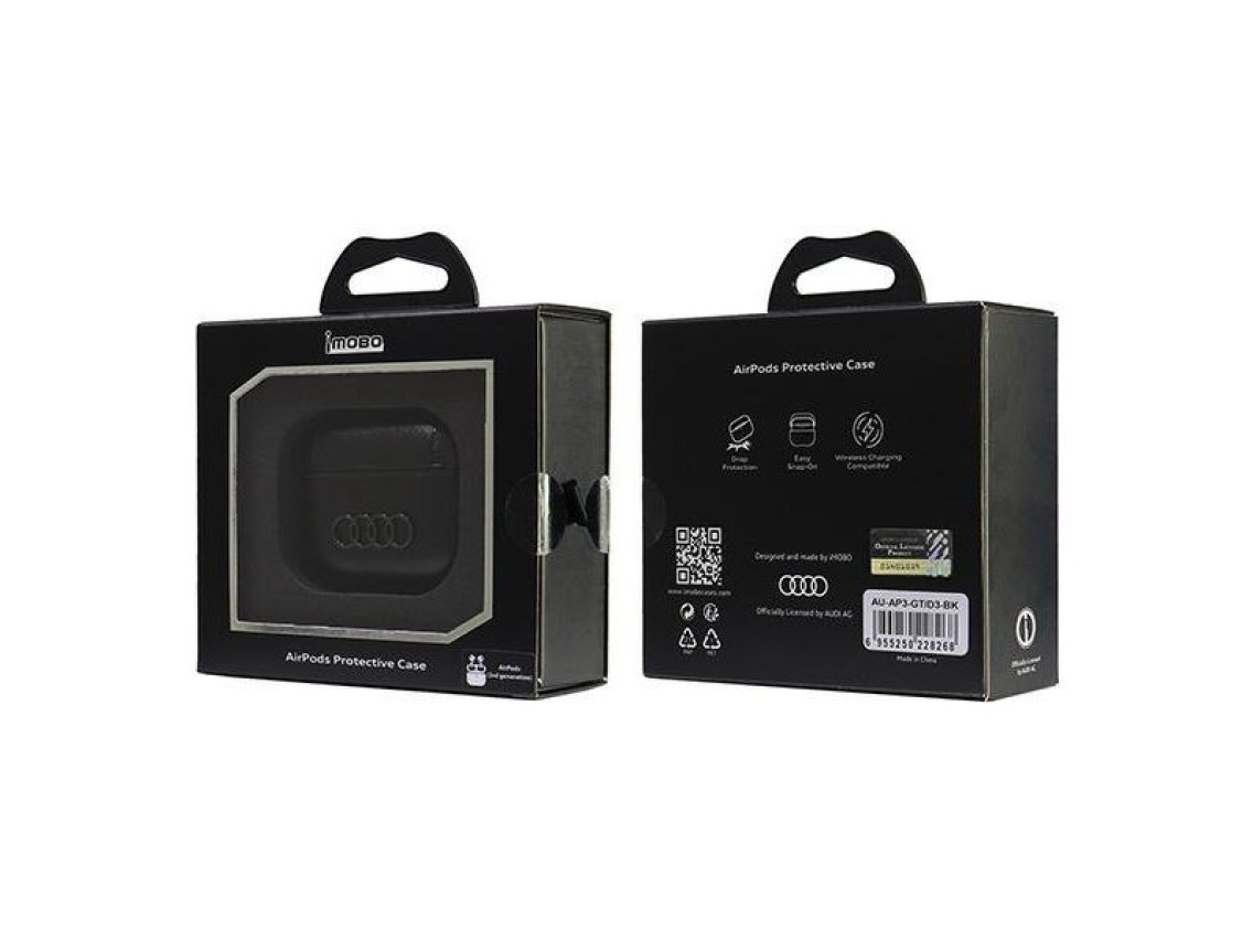 Funda de piel Audi con logo grande para AirPods 3 - Negra
