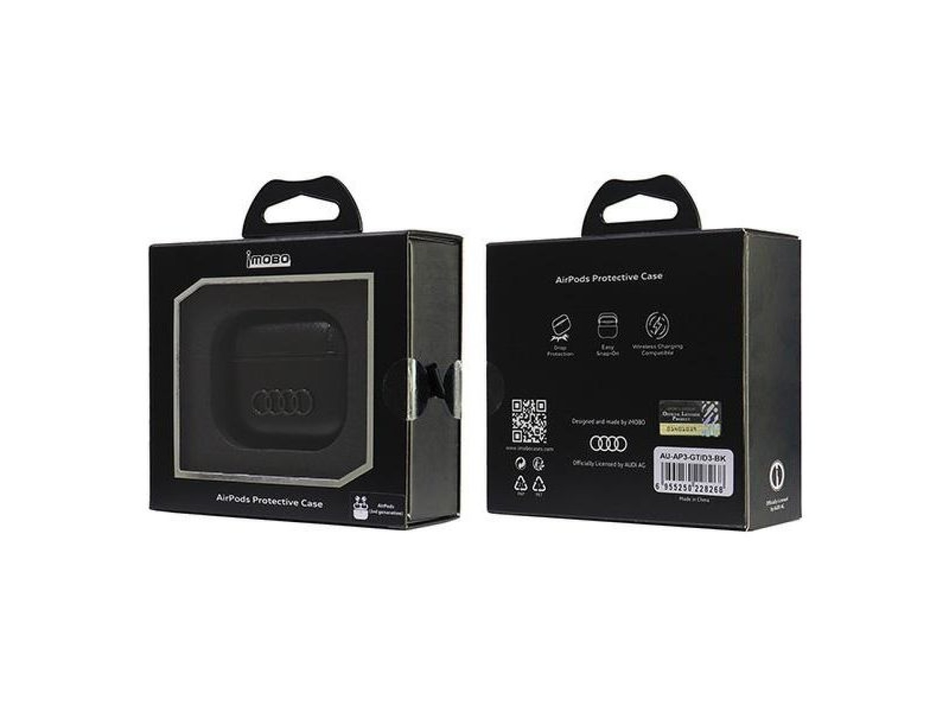 Funda de piel Audi con logo grande para AirPods 3 - Negra