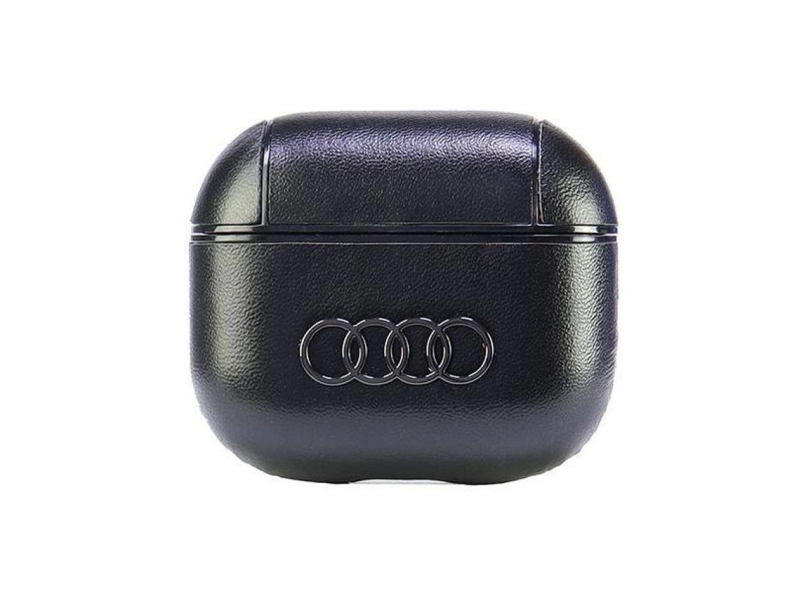 Funda de piel Audi con logo grande para AirPods 3 - Negra