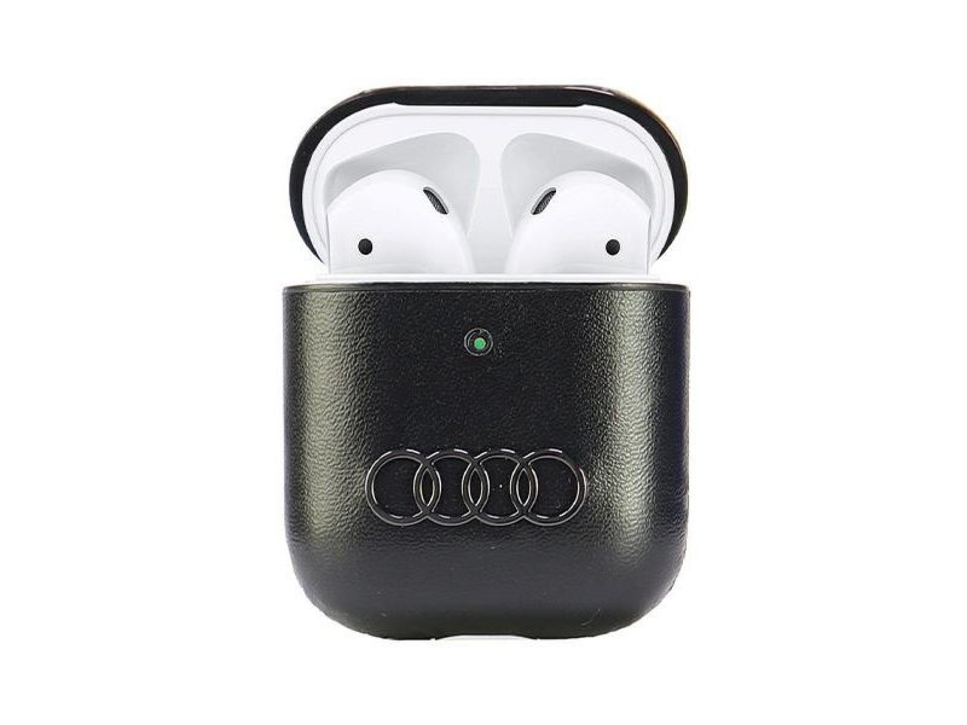 Funda de piel Audi con logo grande para AirPods 1/2 - Negra