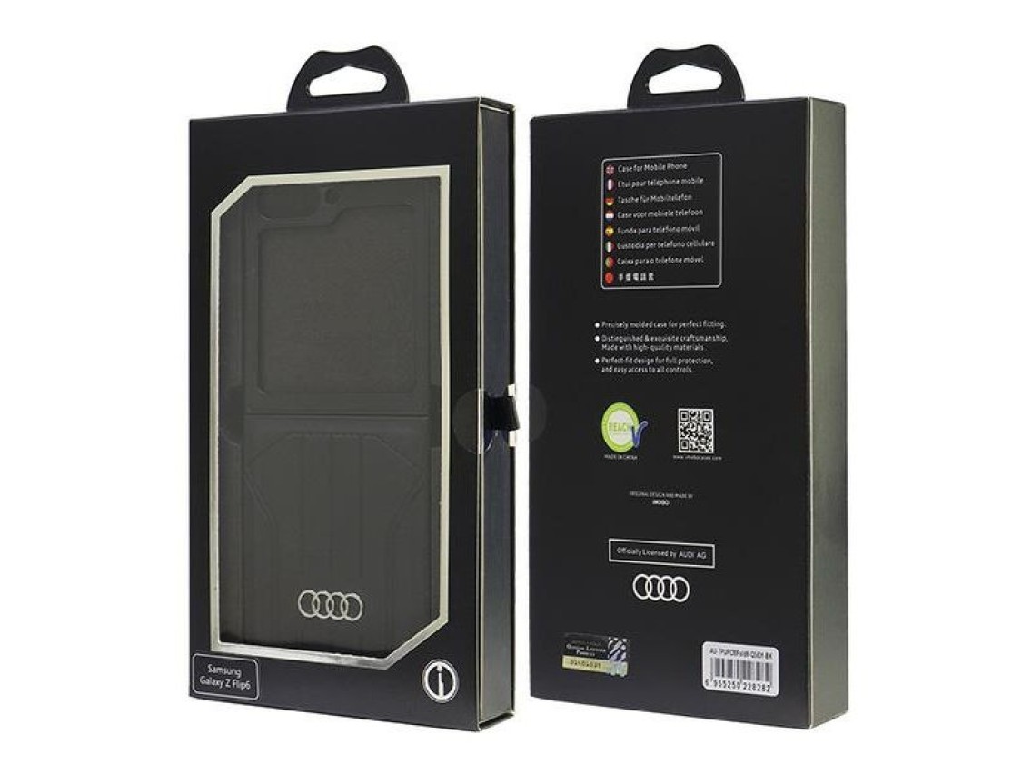 Capa MagSafe em couro sintético da Audi para Samsung Galaxy Z Flip 6 - Preta