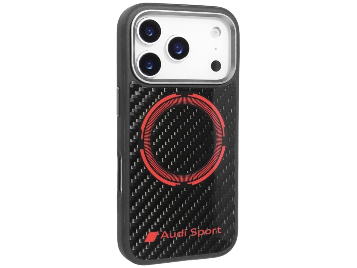 Audi RSQ Carbon Fiber Sport Red Circle MagSafe Case for iPhone 17 Pro - Black