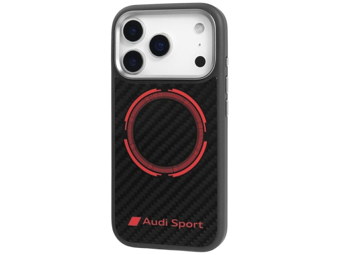 Audi RSQ Carbon Fiber Sport Red Circle MagSafe Case for iPhone 17 Pro - Black