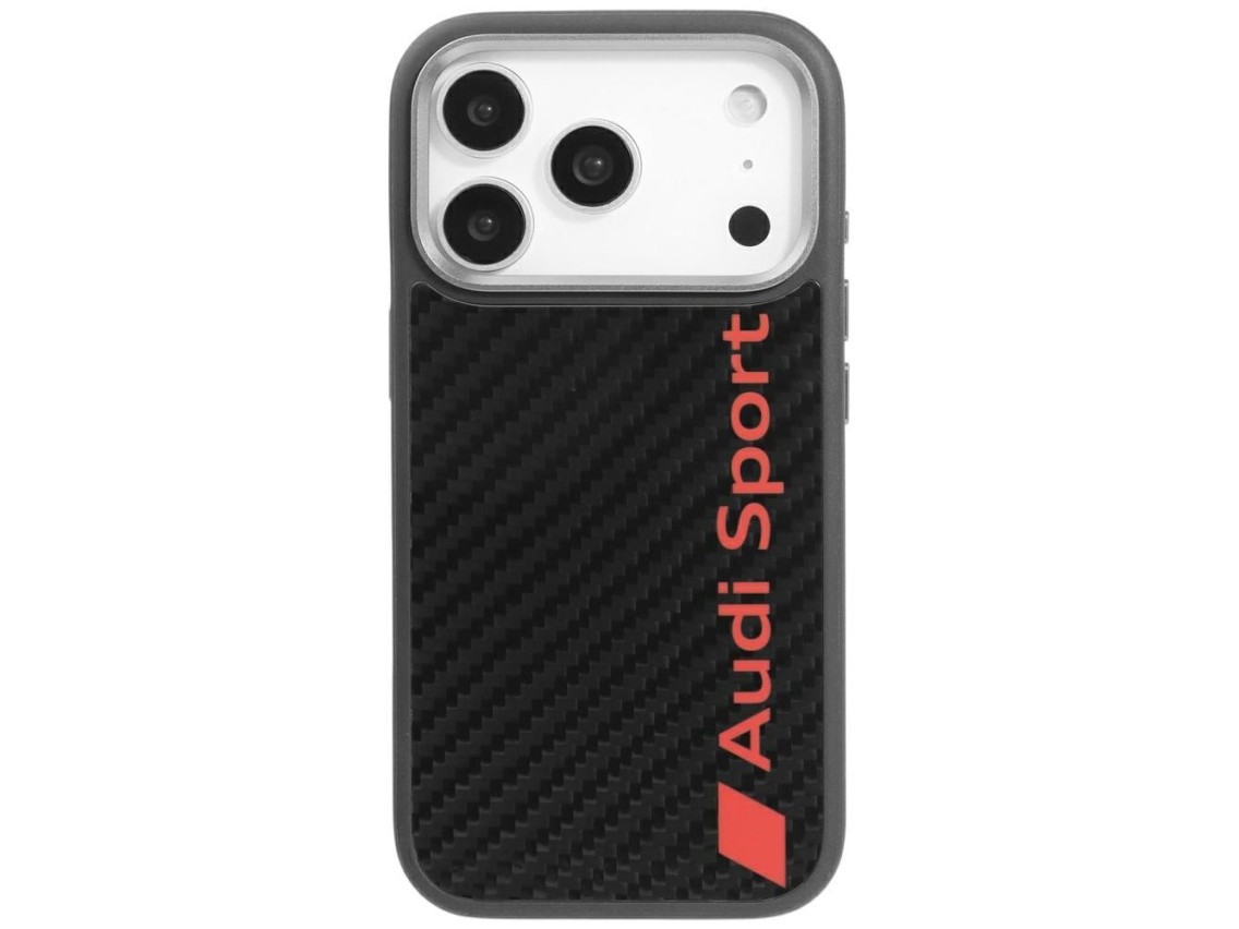 Capa MagSafe em fibra de carbono Audi R8 para iPhone 17 Pro - Preta