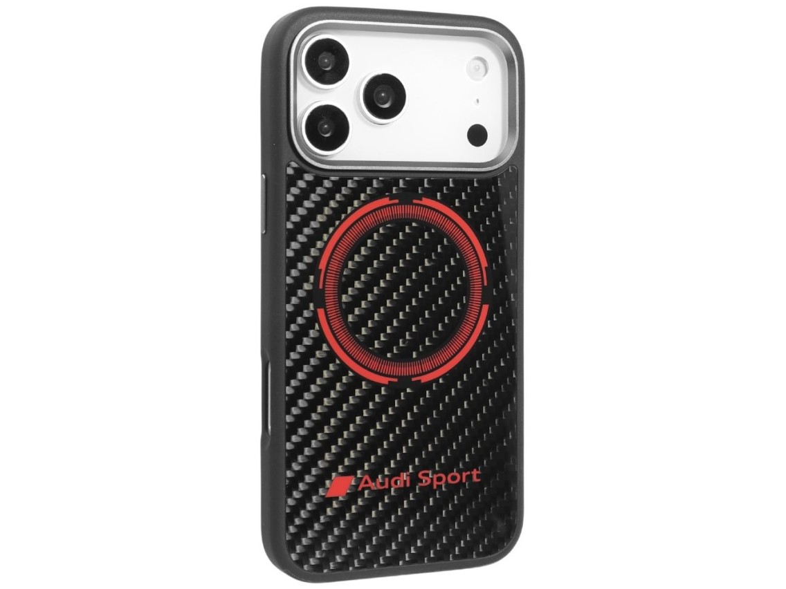 Capa MagSafe Audi RSQ Carbon Fiber Sport Red Circle para iPhone 17 Pro Max - Preta