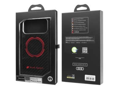 Capa MagSafe Audi RSQ Carbon Fiber Sport Red Circle para iPhone 17 Pro Max - Preta Capa MagSafe Audi RSQ Carbon Fiber Sport Red Circle para iPhone 17 Pro Max - Preta