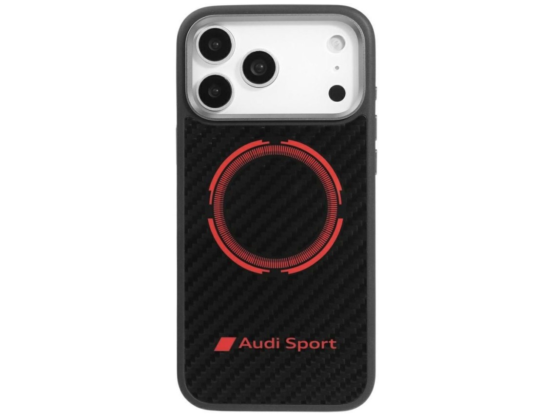 Capa MagSafe Audi RSQ Carbon Fiber Sport Red Circle para iPhone 17 Pro Max - Preta