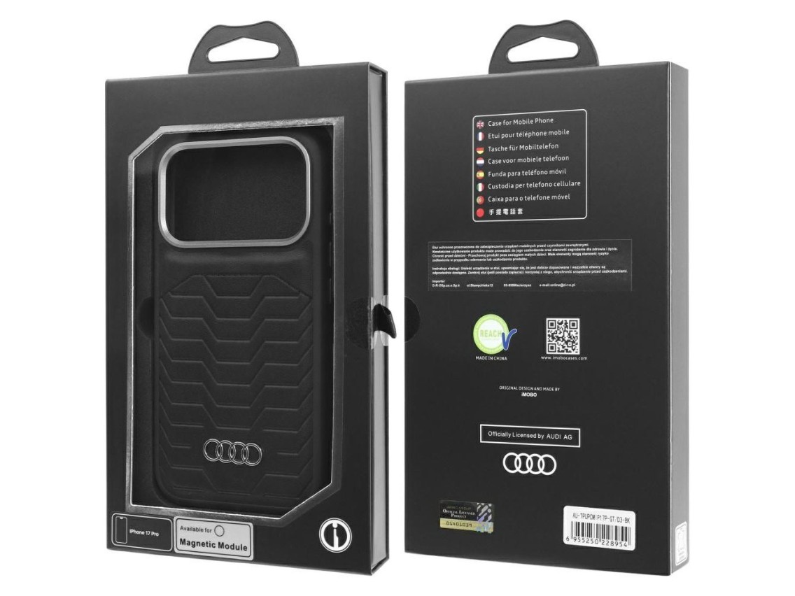 Funda Audi GT de piel sintética MagSafe para iPhone 17 Pro - negra