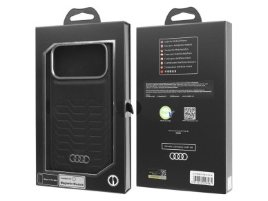 Funda Audi GT de piel sintética MagSafe para iPhone 17 Pro Max - Negra Funda Audi GT de piel sintética MagSafe para iPhone 17 Pro Max - Negra