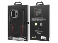 Audi R8 Genuine Leather MagSafe Case for iPhone 17 - Black and Red Audi R8 Genuine Leather MagSafe Case for iPhone 17 - Black and Red
