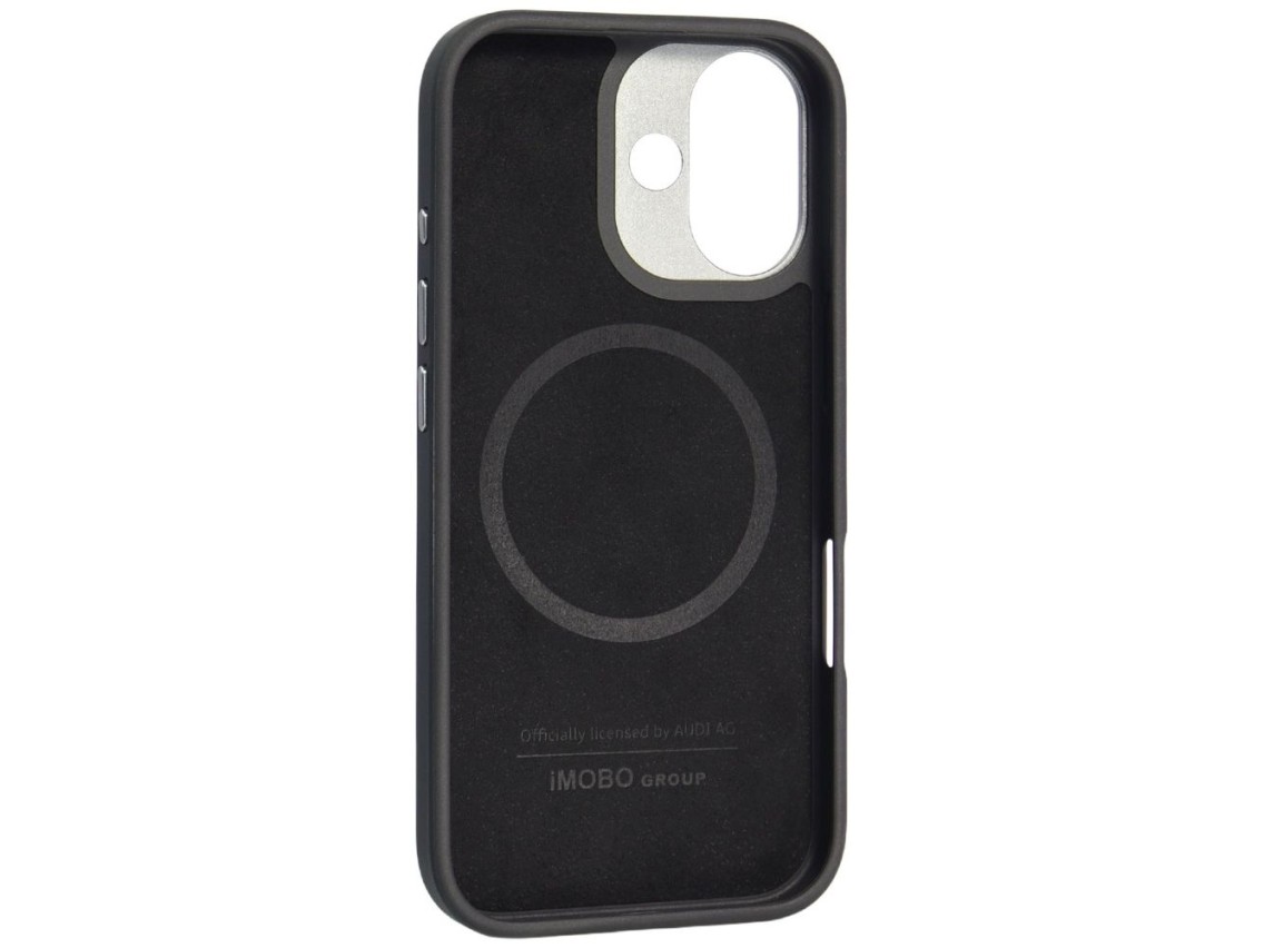 Capa MagSafe em couro genu�no Audi R8 para iPhone 17 - Preta e Vermelha