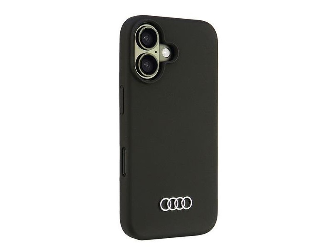 Funda de silicona Audi para iPhone 16 de 6,1" negra/funda rígida negra AU-LSRIP16-Q3/D1-BK