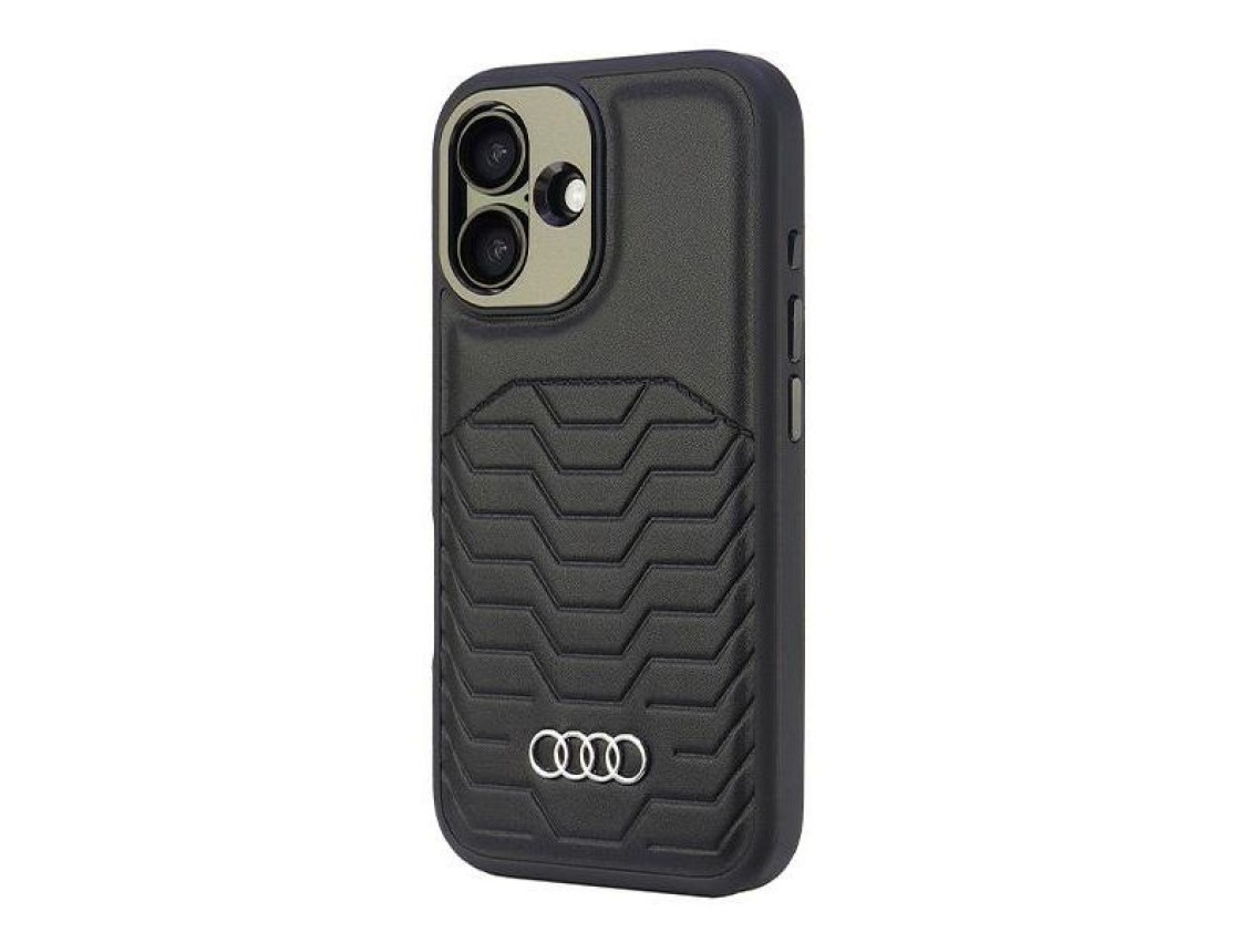 Funda rígida Audi de piel sintética MagSafe para iPhone 16 Plus de 6,7" negra/negra AU-TPUPCMIP16M-G