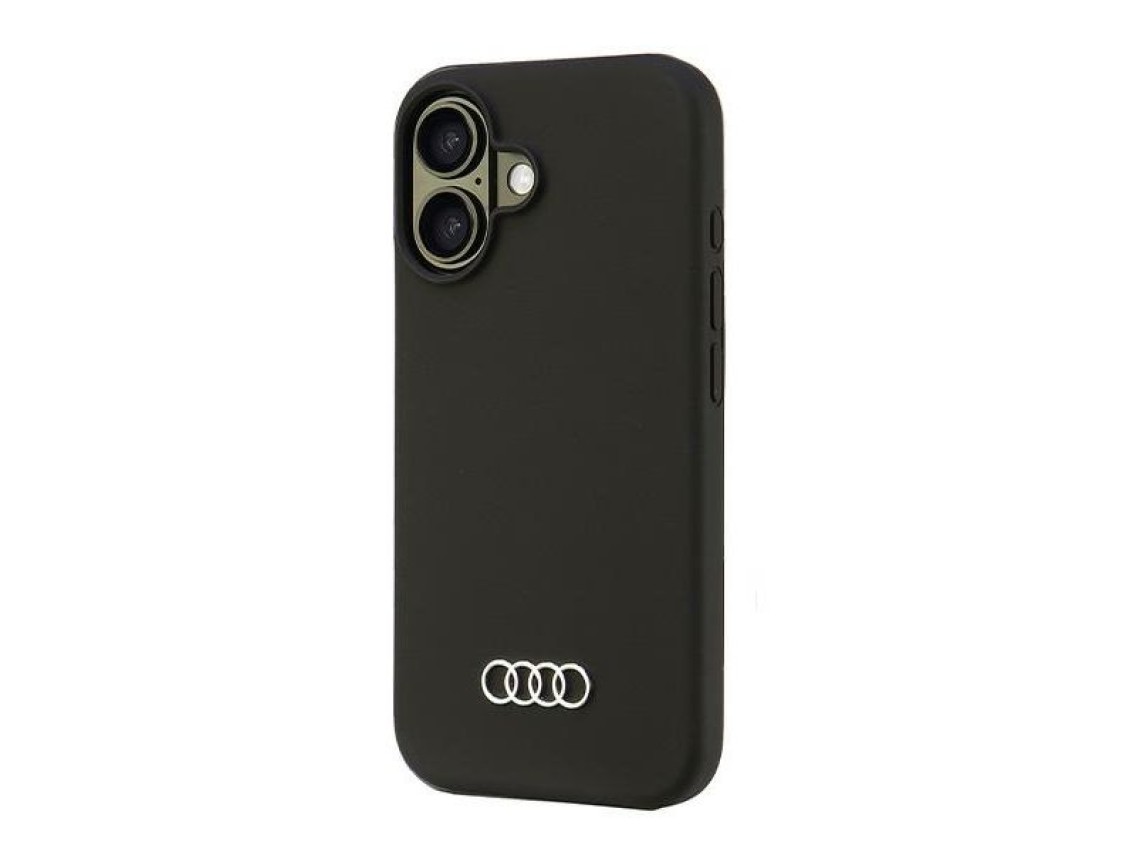 Funda de silicona Audi para iPhone 16 de 6,1" negra/funda rígida negra AU-LSRIP16-Q3/D1-BK