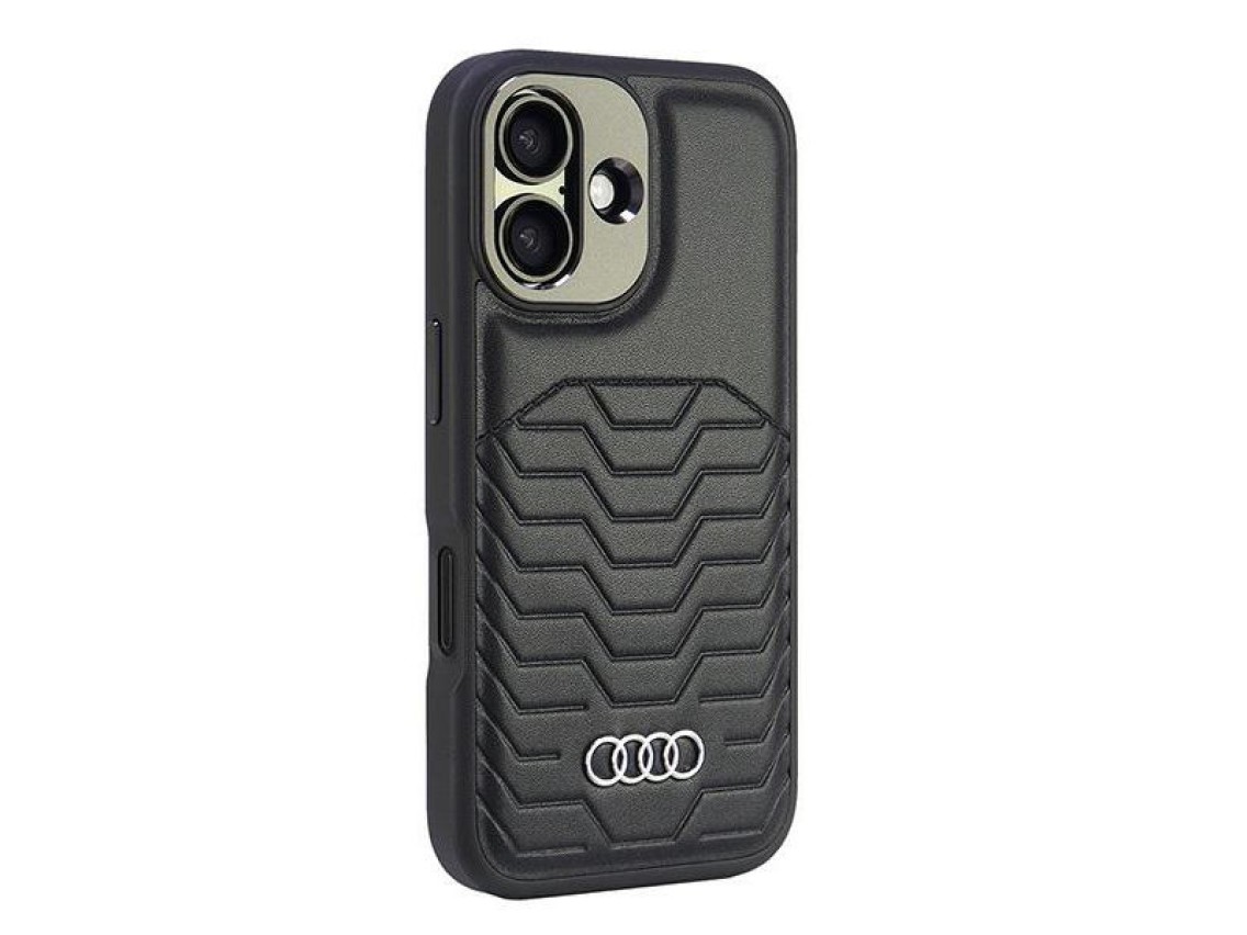 Funda rígida Audi de piel sintética MagSafe para iPhone 16 Plus de 6,7" negra/negra AU-TPUPCMIP16M-G