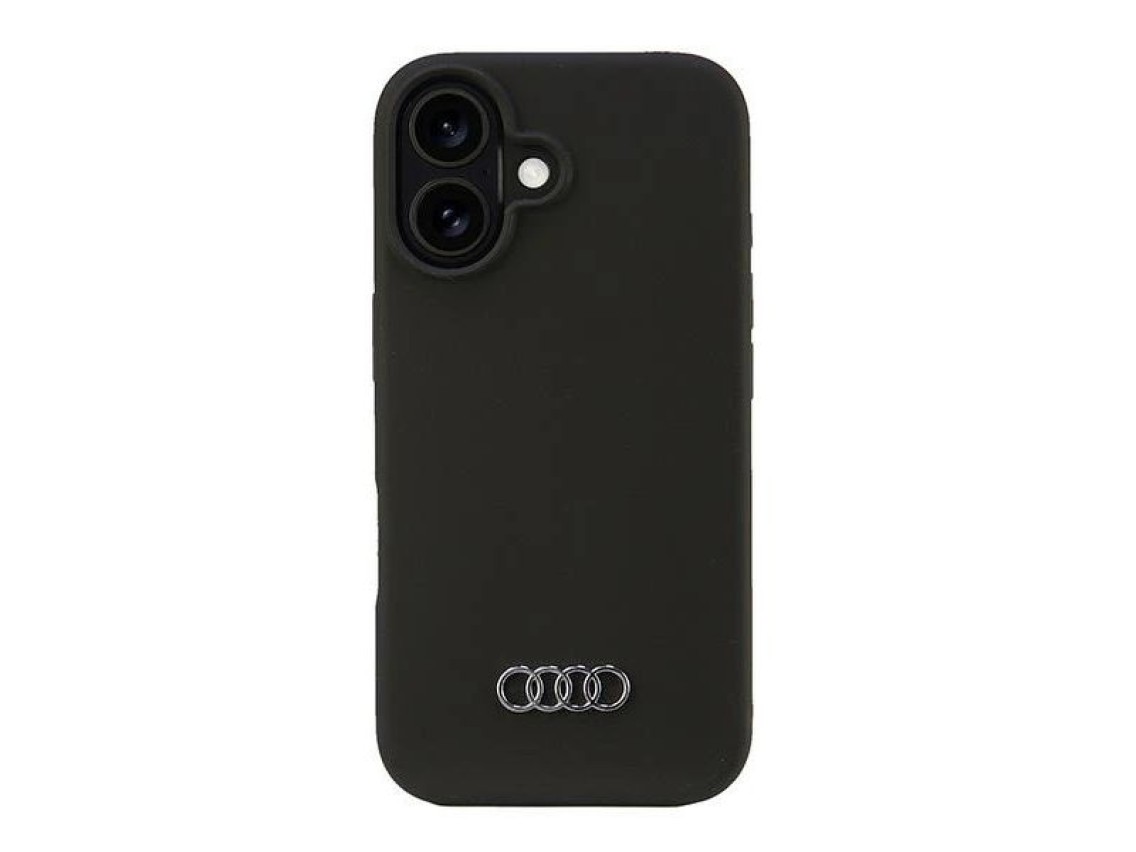 Funda de silicona Audi para iPhone 16 de 6,1" negra/funda rígida negra AU-LSRIP16-Q3/D1-BK